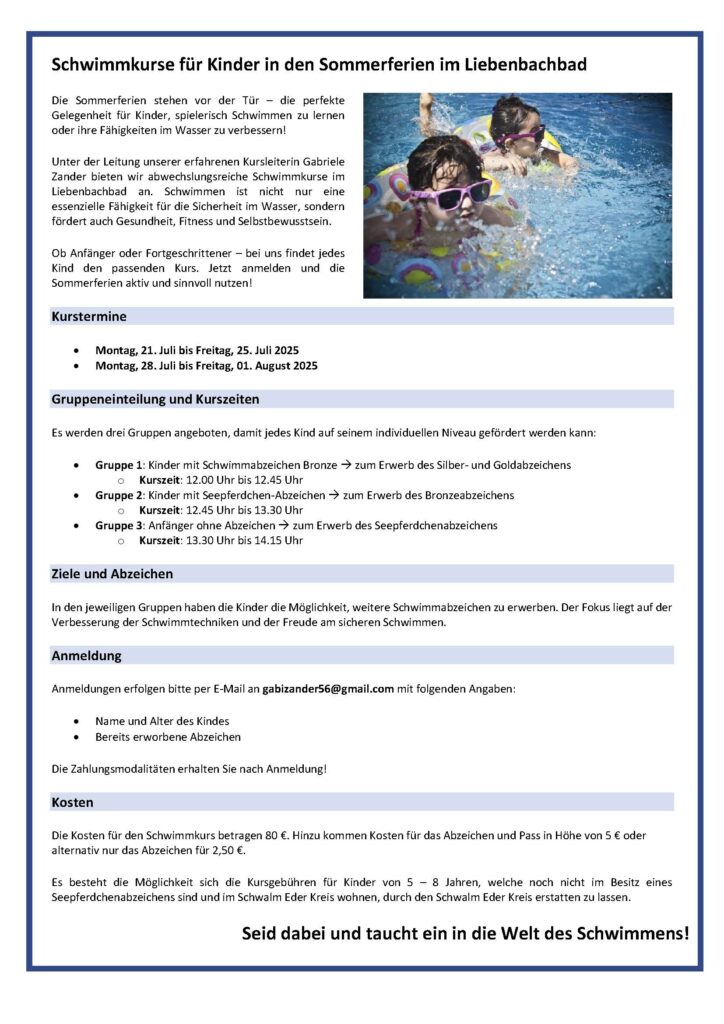 Was zum Lesen: Schwimmkurs