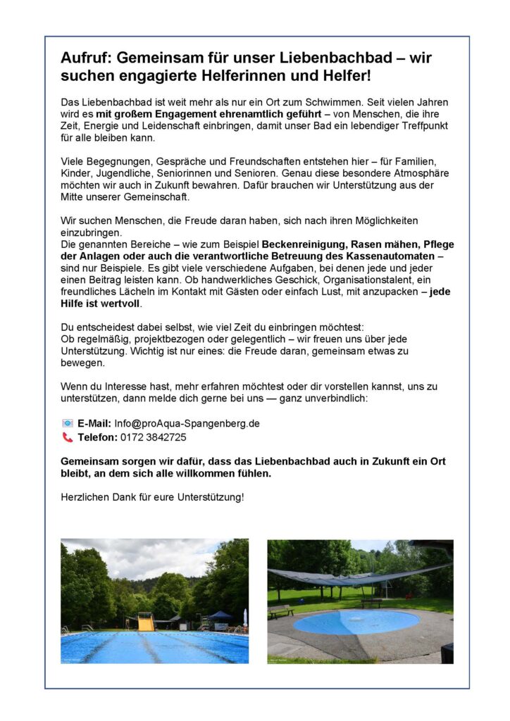 Was zum Lesen: Gemeinsam für unser Schwimmbad